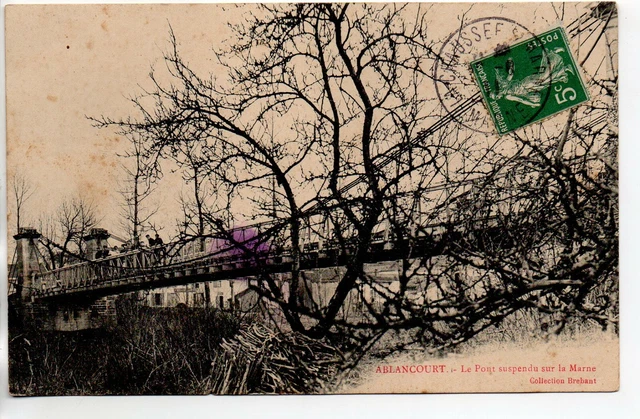 ABLANCOURT - Marne - CPA 51 - le pont suspendu sur la Marne