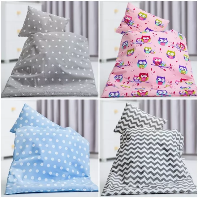 4 Pcs Pieces Bedding Set For Crib/Cot/Cot Bed Duvet Quilt Pillow Covers +Filling