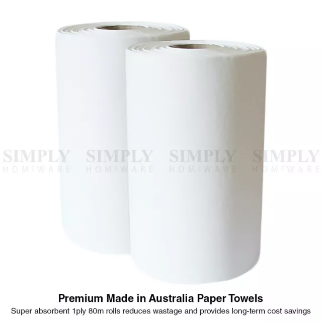 Paper Hand Towels Towel Roll White Bulk Industrial Kitchen Catering 80m 1Ply 2