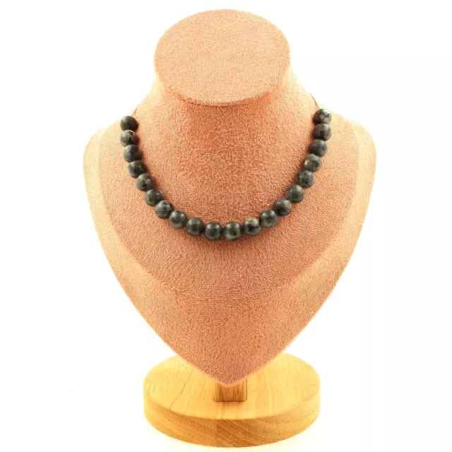 Collier 20 perles Labradorite 8 mm. Chaine en acier inoxydable Collier femmes,