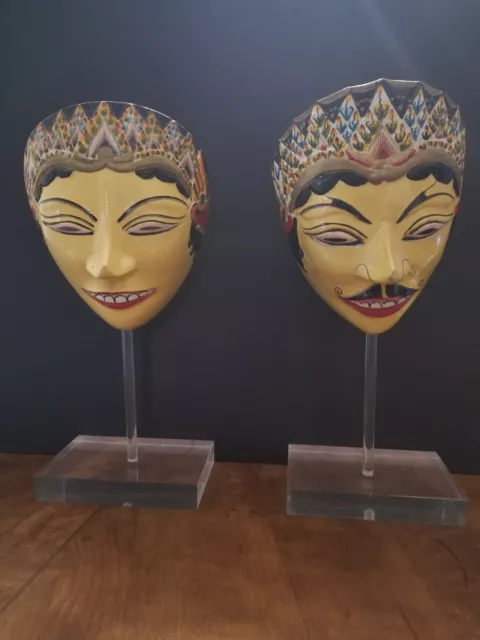 Vintage paper mache oriental masks