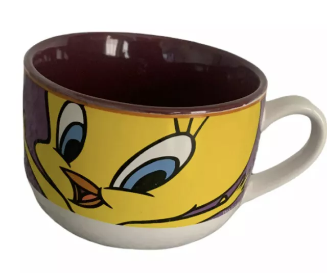 Vintage Looney Tunes Tweety Bird Coffee Soup Mug Cup Gibson Purple