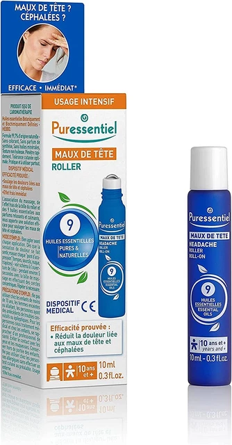 [10ML] PURESSENTIEL MAUX DE TÊTE Roller Migraine Céphalées 9 Huiles Essentielles