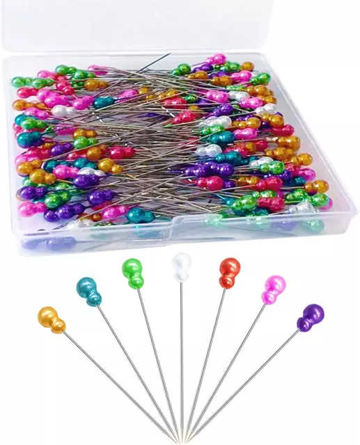 200Pcs Sewing Pins, Straight Pins with Gourd Pearlized Head Pin, Long 2.2 Inch S