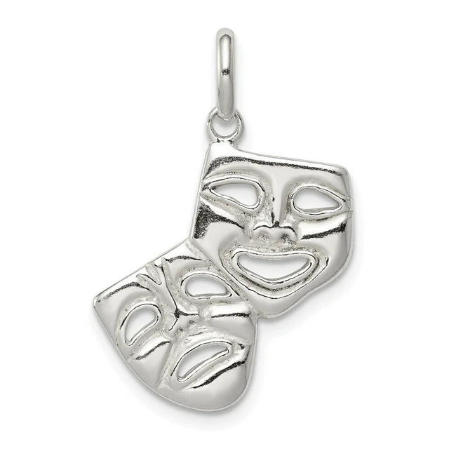 925 Sterling Silver Comedy Tragedy Necklace Pendant Charm Art Theater Dance