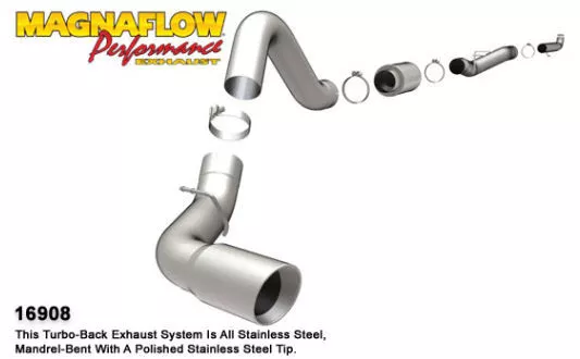 Ligne échappement 16908 GMC Duramax 6.6L V8 5" CC/SB-LB 2001-2007, Magnaflow