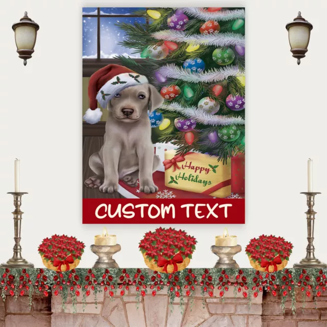 Weimaraner Dog Canvas .75" Personalized Digital Painting Christmas NWT