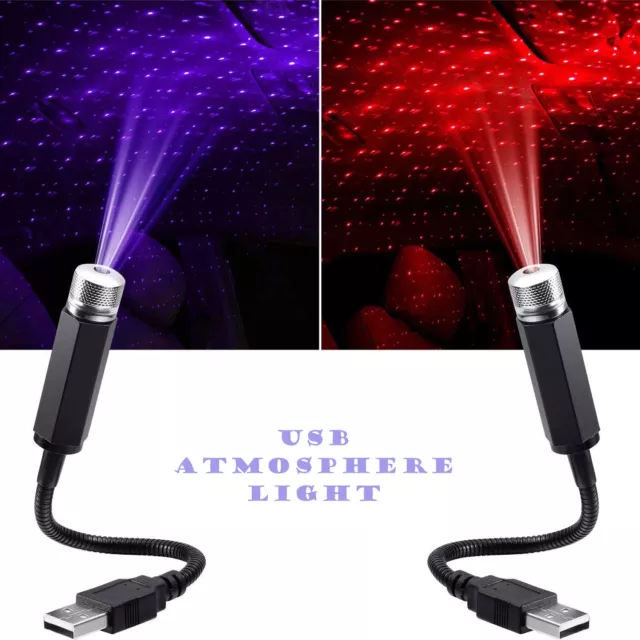 USB Car LED Interior Roof Atmosphere Starry Lamp Ambient Star Light Projector