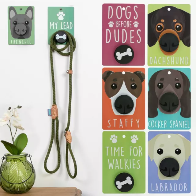 Pooch Pals - Dog Lead Holder Wall Mounted Plaqued Hook Pop Hanger Socket Breeds