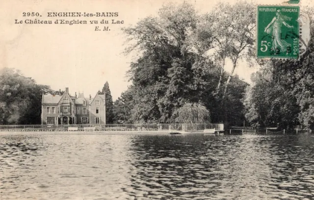*6915 cpa 95 Le Château d'Enghien les Bains vu du Lac