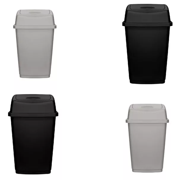 Plastic Swing Top Bin Waste 25L 50L Rubbish Dust Home Kitchen Office Paper Bins