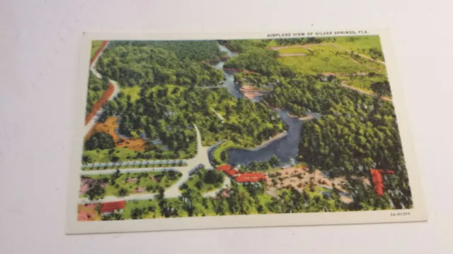Airplane View of Silver Springs, Florida 1940s Linen Colortone Postcard Unused