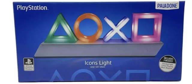 Sony Playstation PS5 Logotipo Iconos Luz 3 Modos Música Reactivo Oficial Paladone