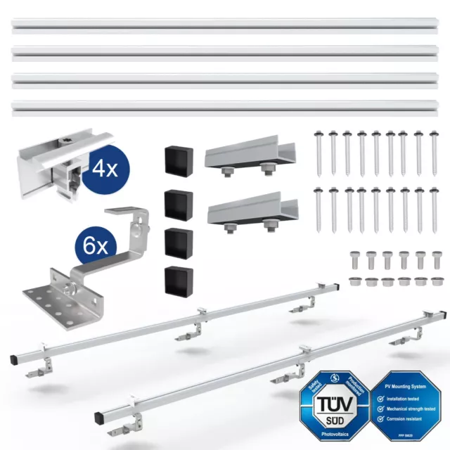 NuaSol Kit de montage photovoltaïque PV pour toit de tuile, crochets de toit