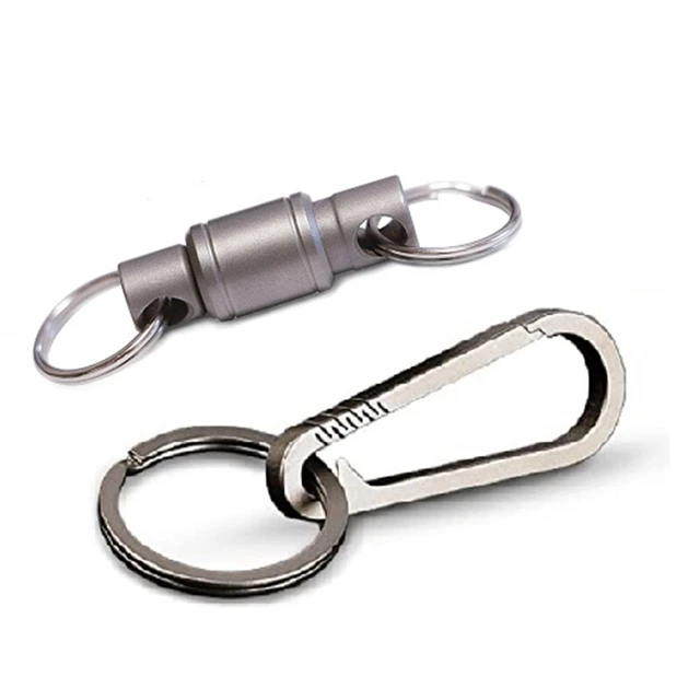 2Pcs 360-Degree Rotation Keychain with Titanium Carabiner and Keyrings C3B3