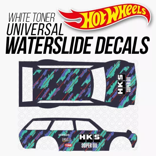 1/64 Scale HKS LIVERY Custom White Toner Universal WaterSlide Decal Hot Wheel