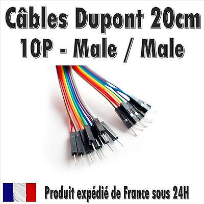 Raspberry Pi Arduino 10x Cables Dupont 30cm Male/Male pour BreadBoard Arduino 