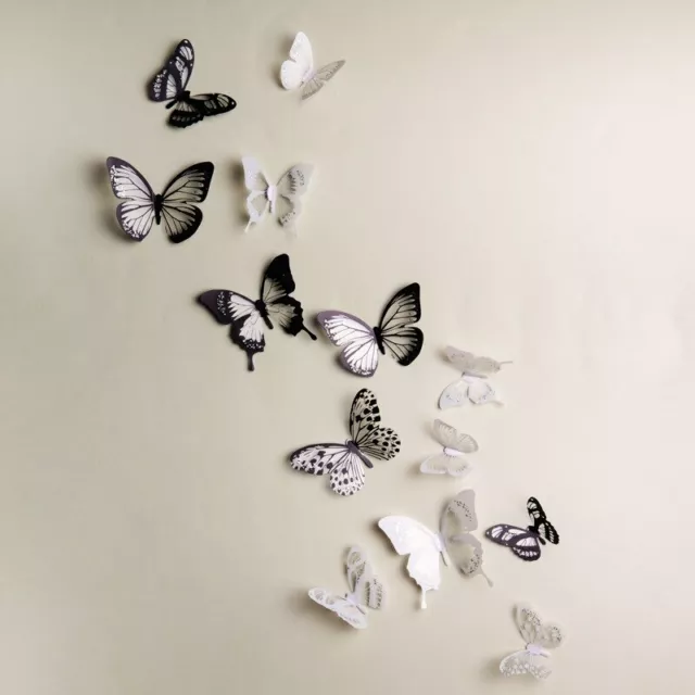 Sticker mural Papillons - Effet 3D doré - Lot de 12 pièces