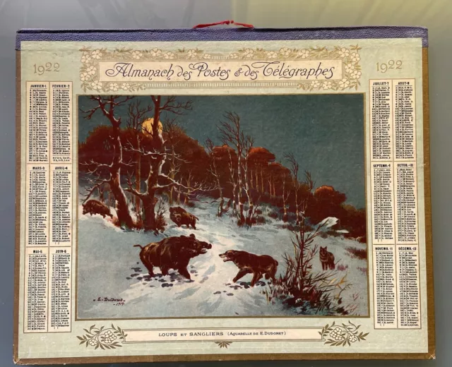 Ancien Calendrier almanach des postes et télégraphes 1922