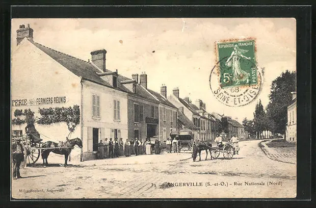 CPA Angerville, Rue Nationale 1908