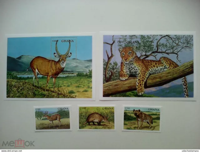 Ghana 1994 / Fauna  / Wildlife / Leopard / Hyäne / Wasserbock / Mnh Set&Sheet