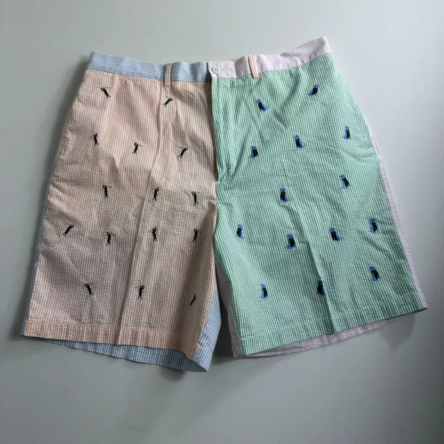 Daniel Cremieux Men's Golf Seersucker Shorts All Over Print Size 38 Color block