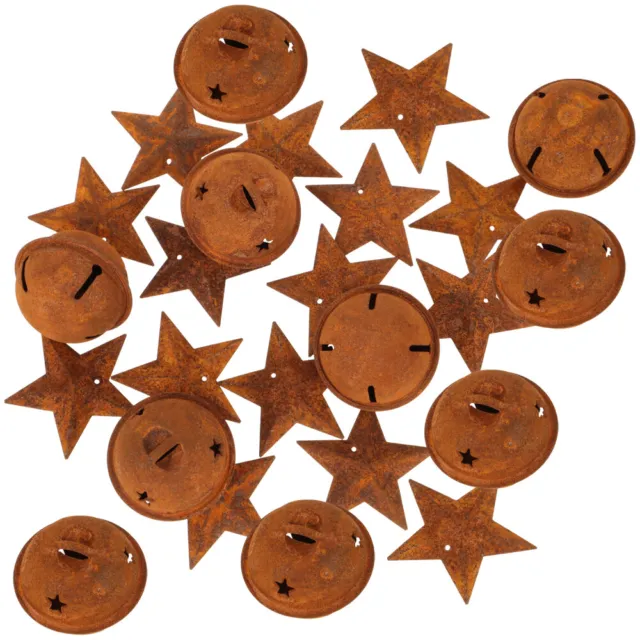 50 Pcs Rusty Star Bell Mini Christmas Tree Holiday Decor Celebrity