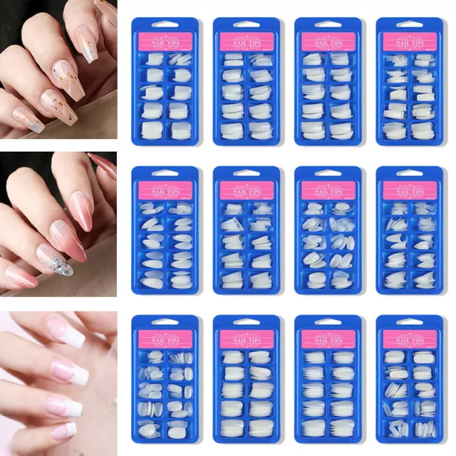 Ataúd Cuadrado Uñas 100Pcs Postizas Uña Completo Funda Manicura Francesa Tool " 3