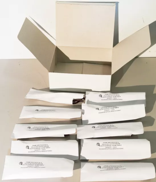 10 New Rochester Romco S9-1A Military Issue Eyeglass Frame 4 1/2 - 5 3/4 Brown 10 New Rochester Romco S9-1A Military Issue Eyeglass Frame 4 1/2 - 5 3/4 Brown