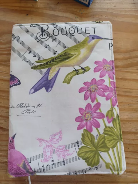 Buchhülle, Buchumschlag Etui, Einband  - Vögel, Schmetterlinge, Noten