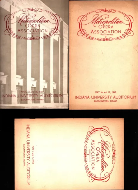 3 Metropolitan Opera House  programs Seasons  Of 1948-1949-1950 Indiana universi