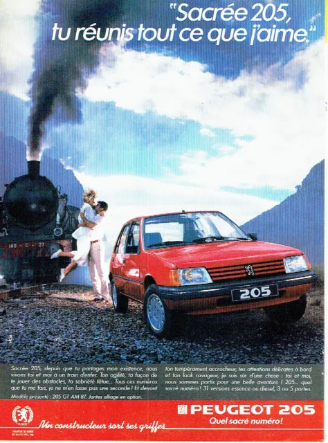PUBLICITE ADVERTISING 056  1987   la 205 Peugeot GT   quel sacré numéro