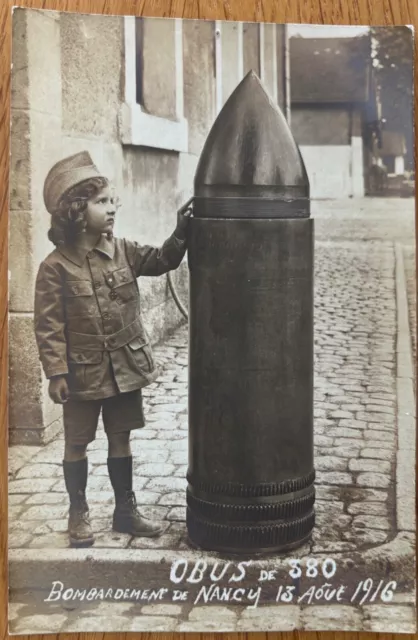 CPA Grande Guerre, carte photo: OBUS DE 380; Bombardement de Nancy, 13 août 1916