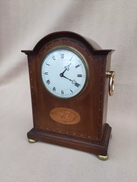 Antique Inlaid Mahogany Edwardian Working Converted Clock