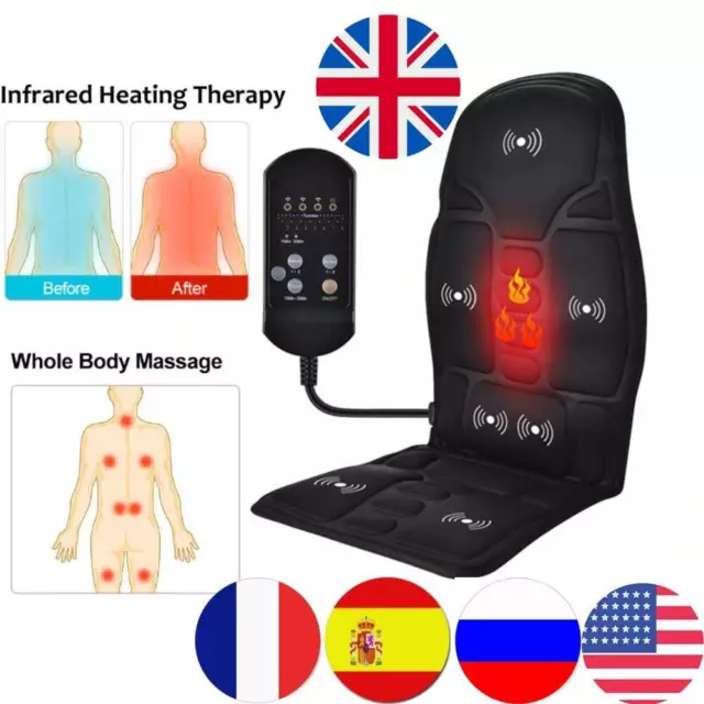 Electric Massage chair Seat Infrared Heating Back Pain Relief Portable