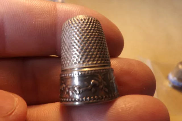 French Solid Silver Thimble Birds And Flower Design 2.5Cms (4174) 3