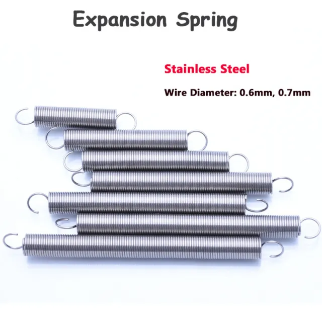 Expansion Spring 0.6mm 0.7mm Wire Ø Hook End Extension Springs - Stainless Steel