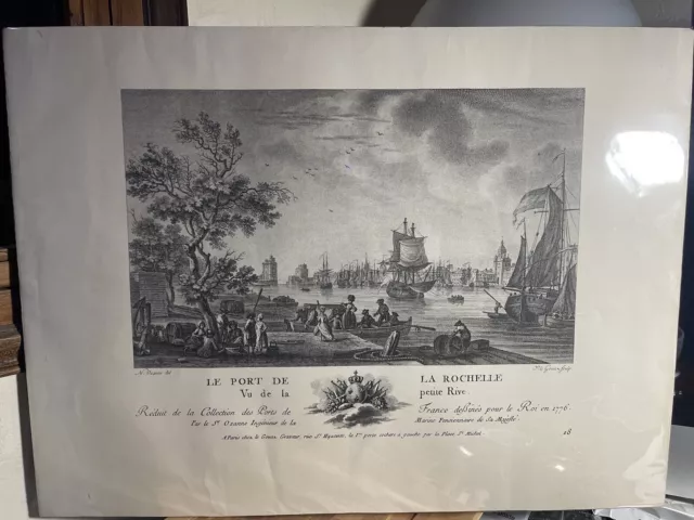 Gravure XVIIIEME Le Port De Rochelle Vue De La Petite Rive Commande De Louis XVI