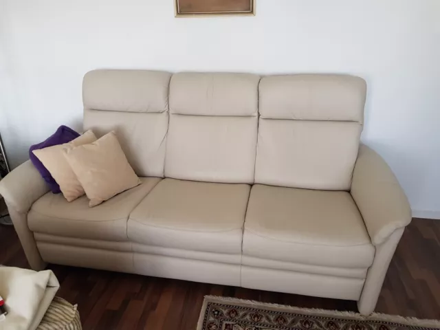 couchgarnitur leder neuwertig beige