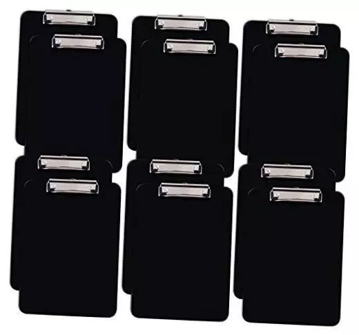 Black Plastic Clipboards, 12 Pack, Durable, 12.5 x 9 Inch, Low Profile Clip,
