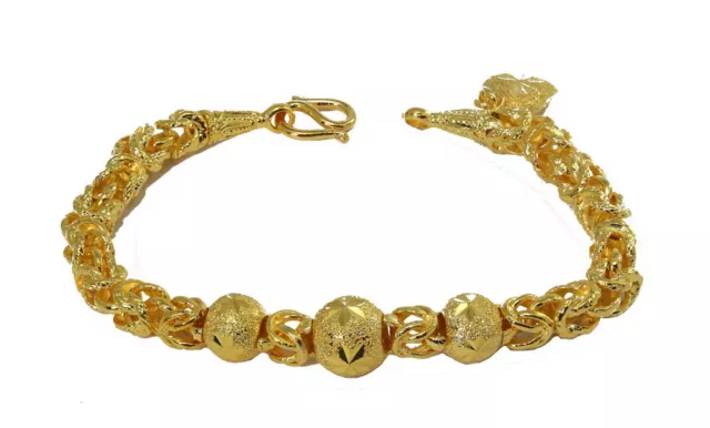 Lovely Byzantine Mix Beads Charm Bracelet 6.75" 6mm 24K Gold GP Thai Made GT53