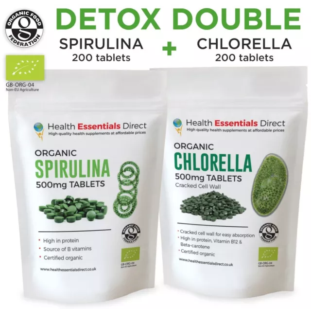Detox Double - Spirulina Tablets x 200 + Chlorella Tablets x 200