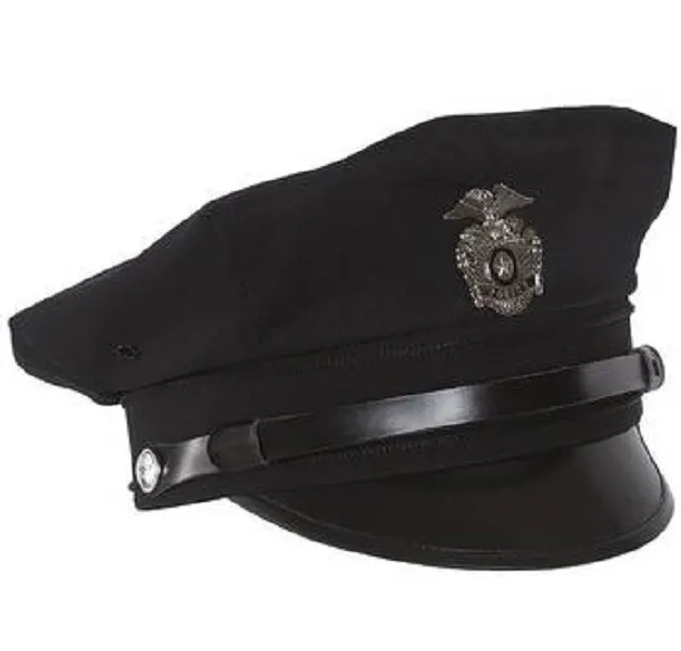 US POLICE SCHIRMMÜTZE M.ABZ.DK.SCHWARZ & BLAU Gr.58(L) MÜTZE SECURITY CAP NEU