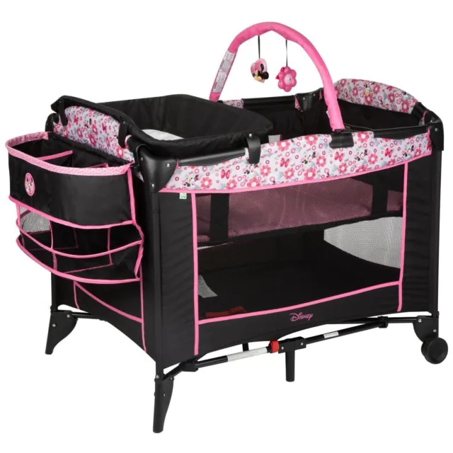 🔥NEW Deluxe Disney Sweet Wonder Play Yard Bassinet Baby Girl Pink Mini Nursery