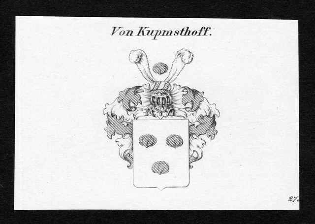 Ca.1820 Kupmsthoff Kumpsthoff Escudo Nobleza Abrigo De Arms Grabado Antiguo