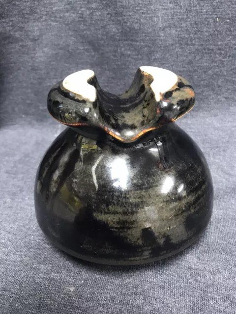 Antique Vintage - Large Ceramic Brown Drip Insulator - Mushroom Style - 4.75” 6