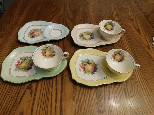 Royal Winton Grimwades England A 4 Snack Plates and 3 Cups