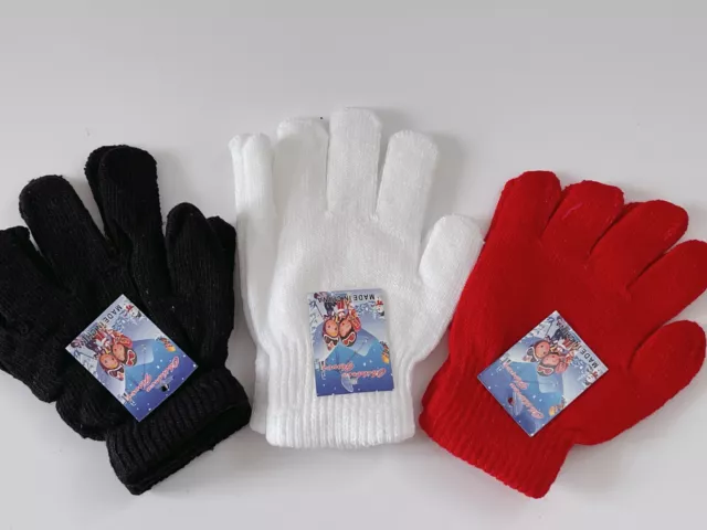 Girls Boys Kids Children Warm Knit Ski Outdoor Winter SHORT Gloves Mittens 5-10Y