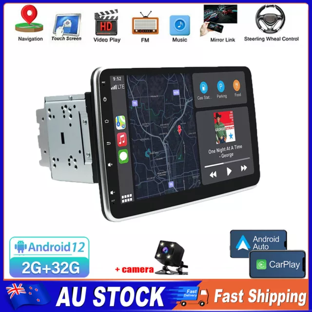 Carplay Double 2DIN Rotatable 10.1'' Android12 Touch Screen Car Stereo Radio GPS