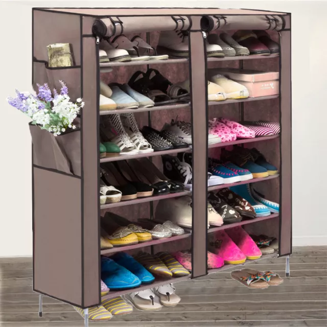 Double armoire à chaussures 7 niveaux rangement debout organisateur porte-chaussures étagère